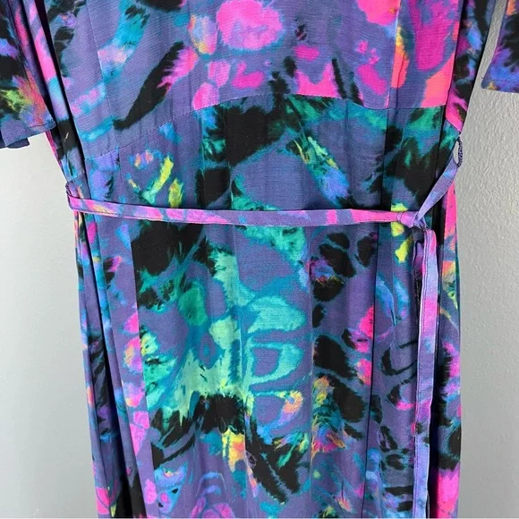 French Connection Blue Depths Gabriella Delph Midi Dress - Picture 4 of 10